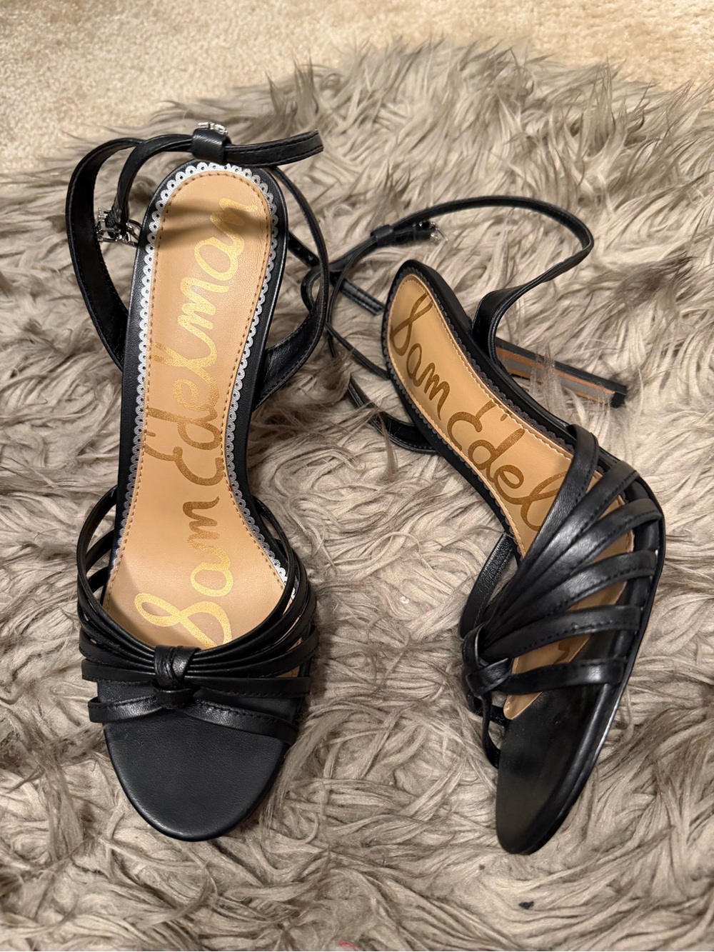 Sam Edelman Black Strappy Knot Front Stiletto Sandals